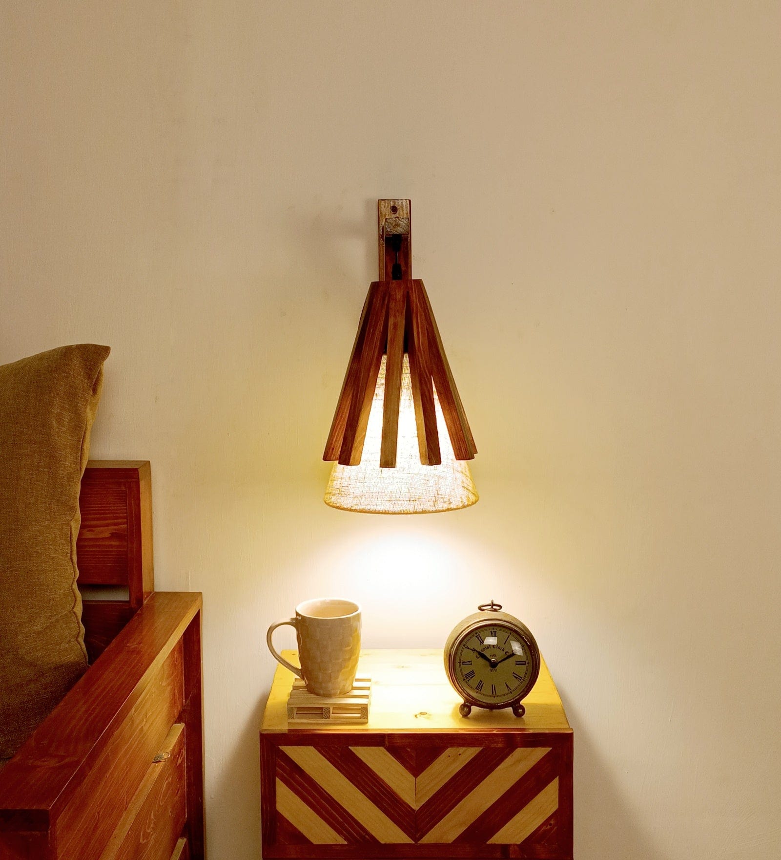 Killi L Brown Wooden Wall Light (BULB NOT INCLUDED)