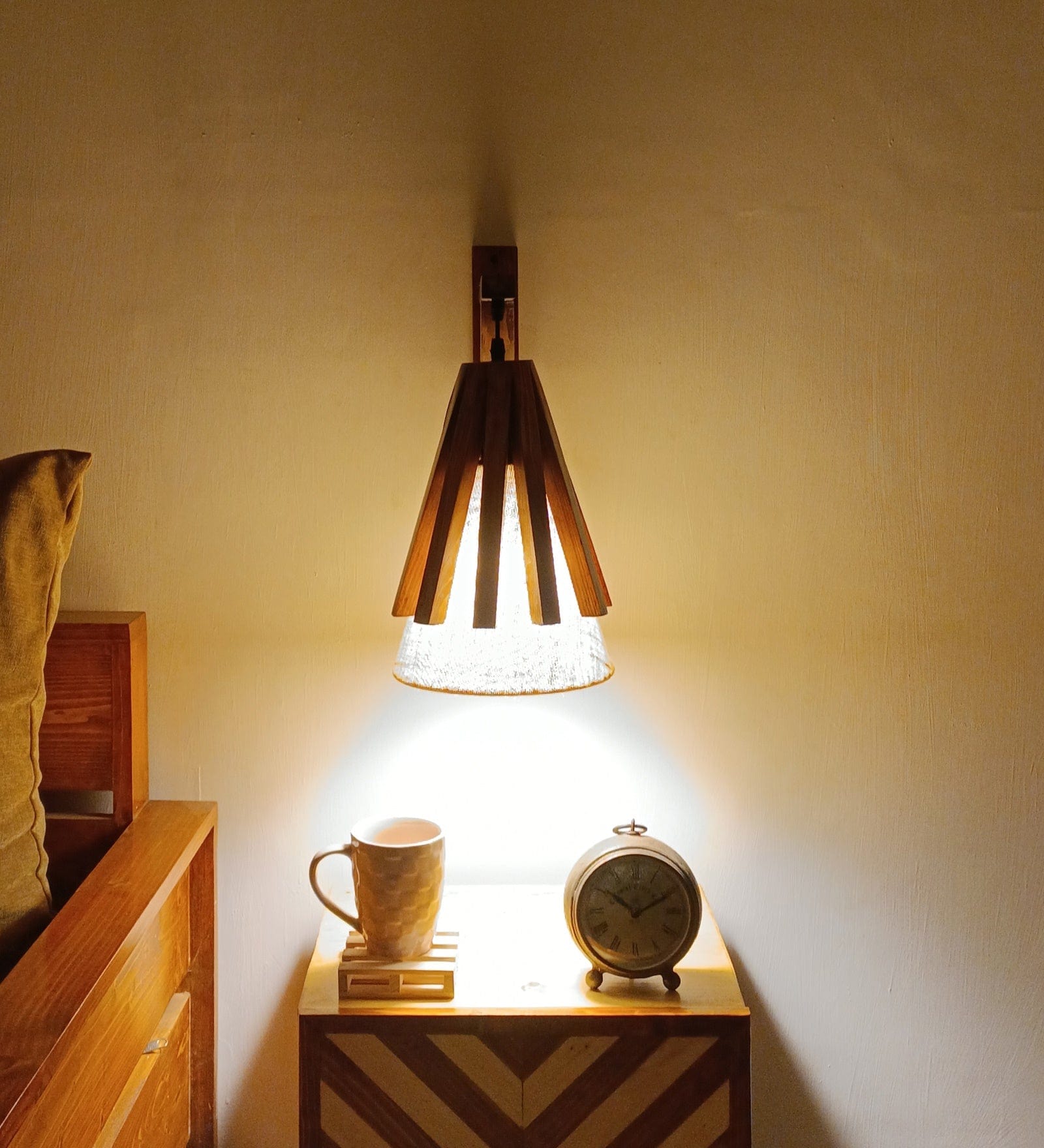 Killi L Brown Wooden Wall Light (BULB NOT INCLUDED)
