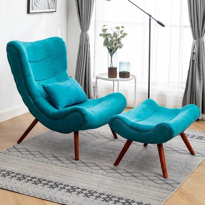 Kintze Wide Chenille Lounge Chair and Ottoman - Ouch Cart