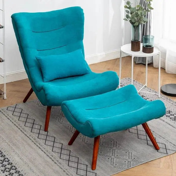 Kintze Wide Chenille Lounge Chair and Ottoman - Ouch Cart