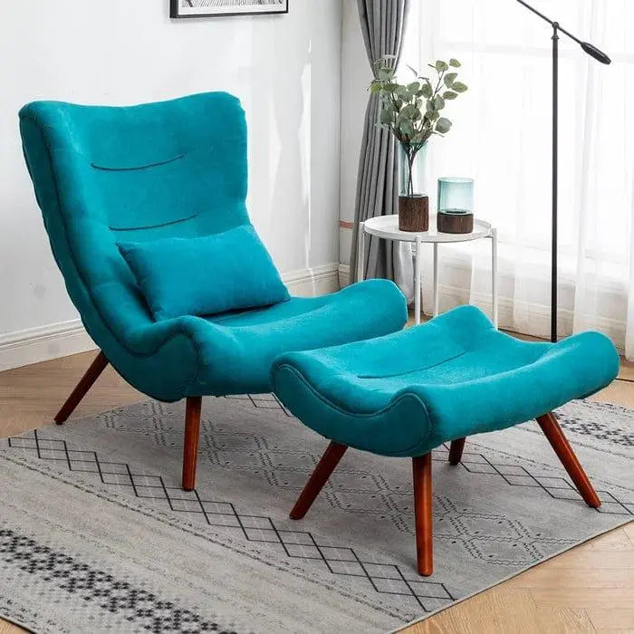 Kintze Wide Chenille Lounge Chair and Ottoman - Ouch Cart