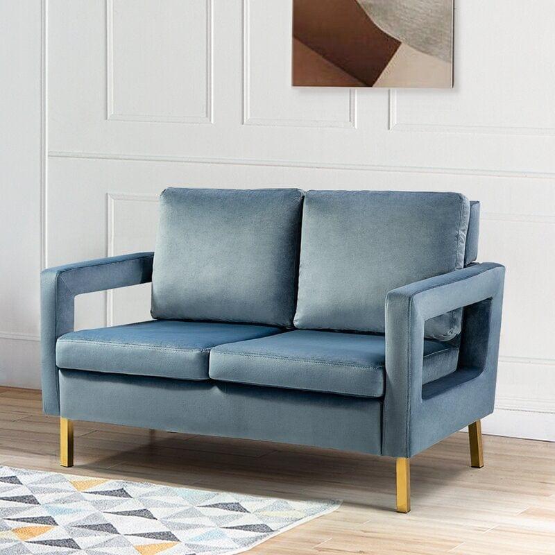 Velvet Square Arm Loveseat - Ouch Cart