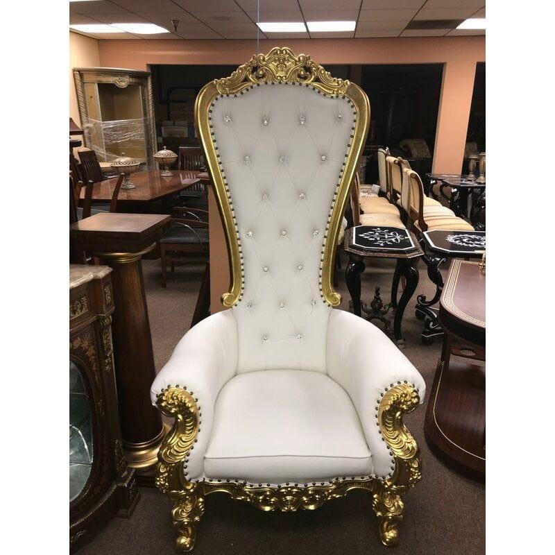Wooden Luxurious Maharaja High Back throne Gold Leaf Chair - Ouch Cart