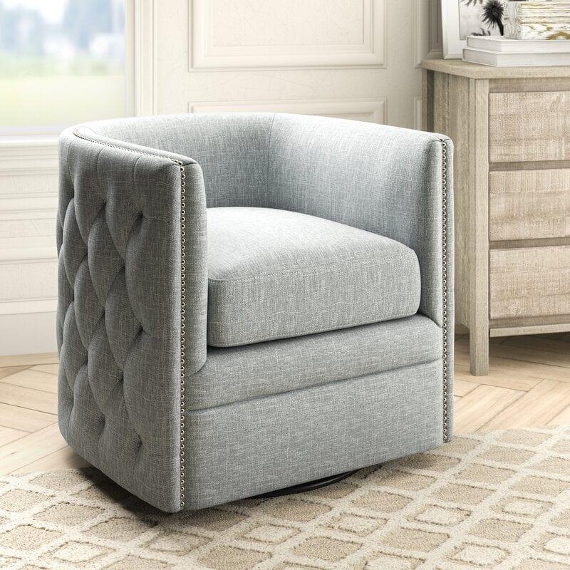 Wide Tufted Barrel Chair - Ouch Cart