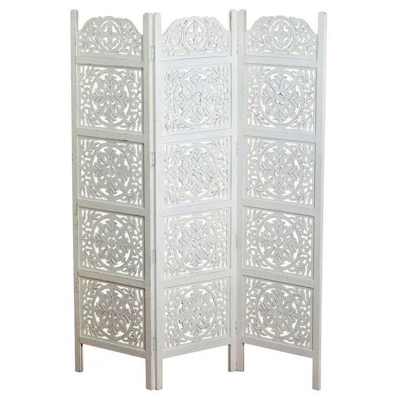 3 Panels wooden partition Solid Wood Folding Room Divider - Ouch Cart