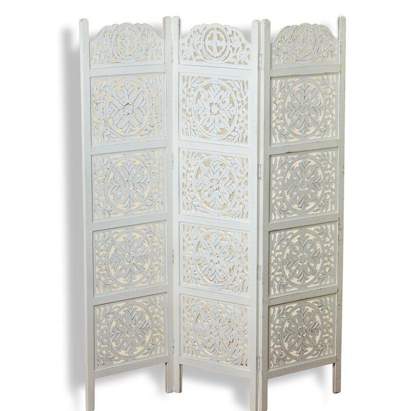 3 Panels wooden partition Solid Wood Folding Room Divider - Ouch Cart