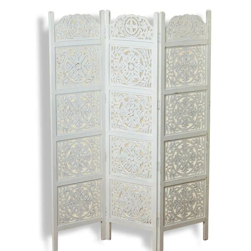 3 Panels wooden partition Solid Wood Folding Room Divider - Ouch Cart