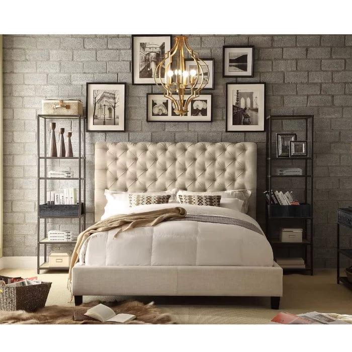 Lilyana Tufted Upholstered Low Profile Standard Bed - Ouch Cart