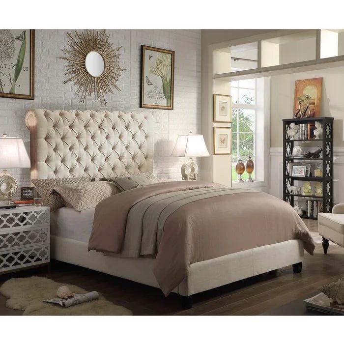 Lilyana Tufted Upholstered Low Profile Standard Bed - Ouch Cart