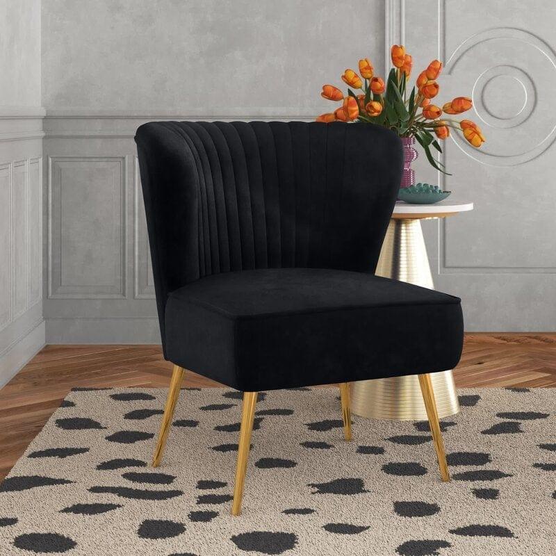 Wide Tufted Velvet Side Chair Living Room Furniture - Ouch Cart