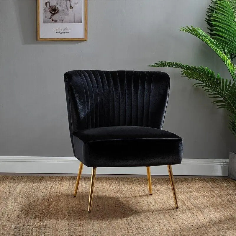 Wide Tufted Velvet Side Chair Living Room Furniture - Ouch Cart