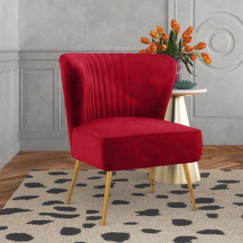 Wide Tufted Velvet Side Chair Living Room Furniture - Ouch Cart