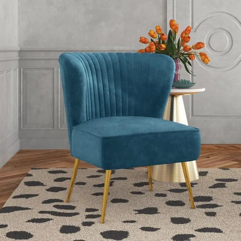 Wide Tufted Velvet Side Chair Living Room Furniture - Ouch Cart