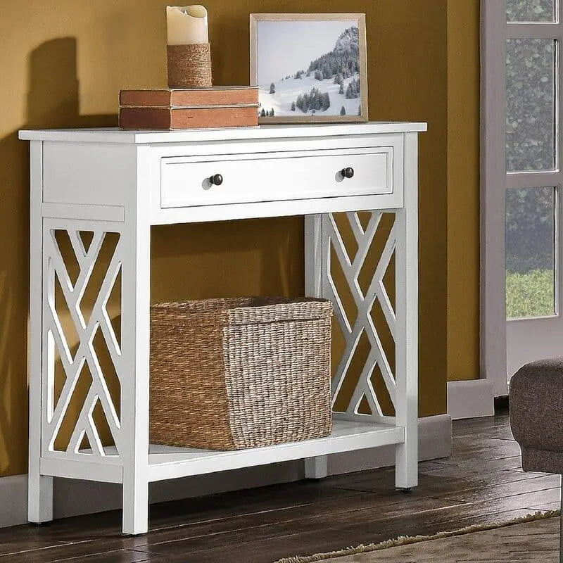 Single Shelf Rectangular shape Wooden Console Table with Drawer - Ouch Cart