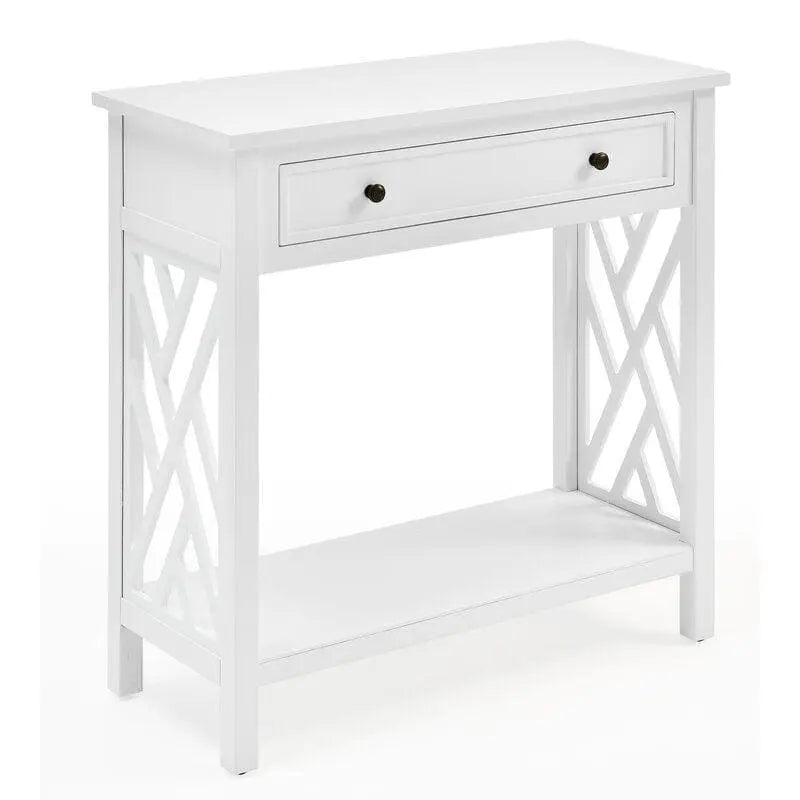 Single Shelf Rectangular shape Wooden Console Table with Drawer - Ouch Cart