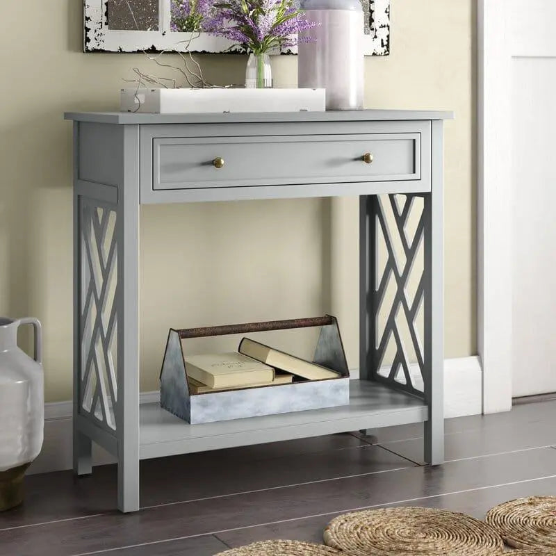 Single Shelf Rectangular shape Wooden Console Table with Drawer - Ouch Cart