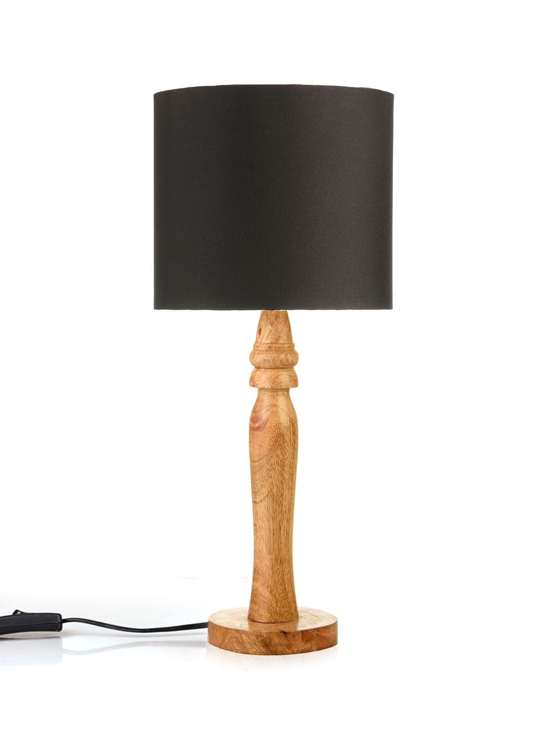 Round Brown Lamp with Black Cotton Shade