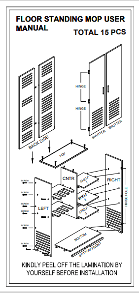 Floor Standing PVC MOP Open Shelf Bathroom Accessories Storage Waterproof Bathroom Cabinet - Ouch Cart
