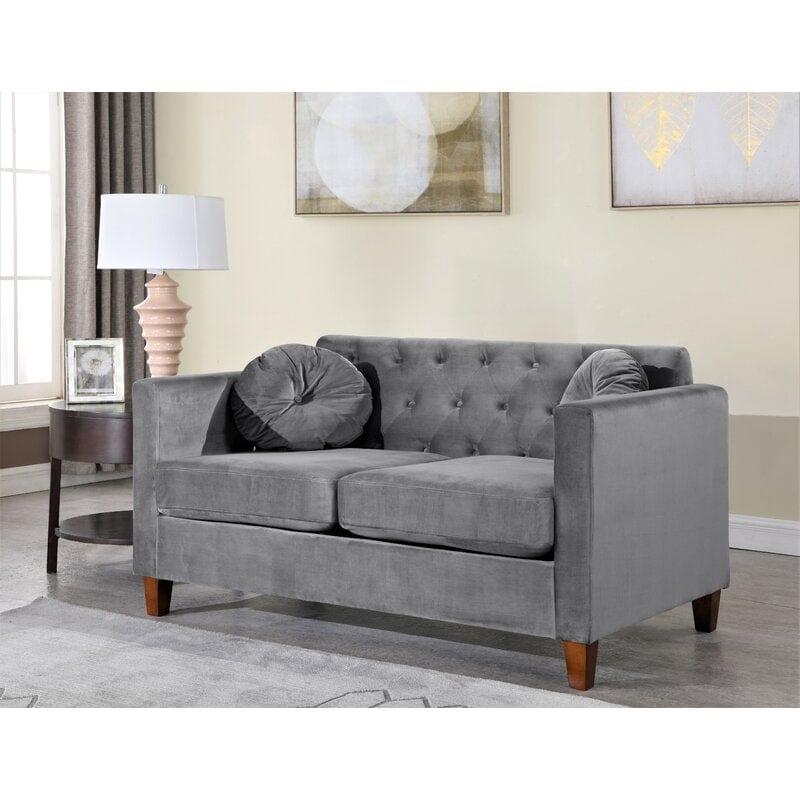 Velvet Square Arm Loveseat - Ouch Cart