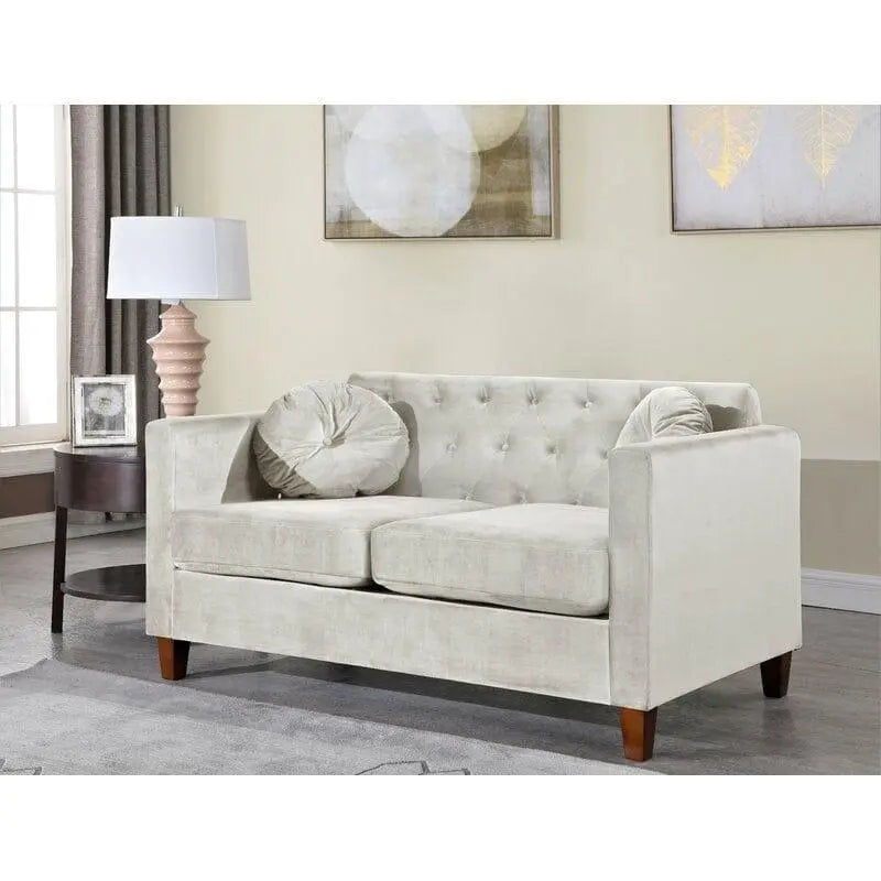 Velvet Square Arm Loveseat - Ouch Cart