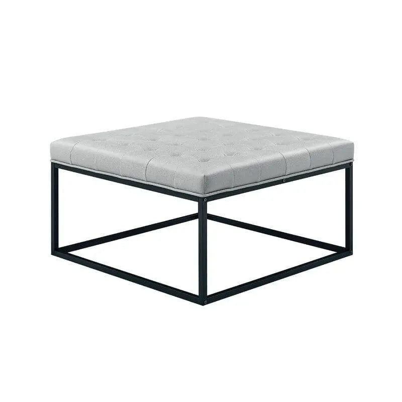 Living Room Coffee Table Wide Leatherette Tufted Square Cocktail Table, Large Bench - Ouch Cart