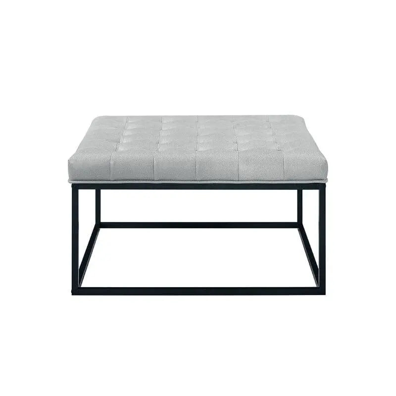 Living Room Coffee Table Wide Leatherette Tufted Square Cocktail Table, Large Bench - Ouch Cart