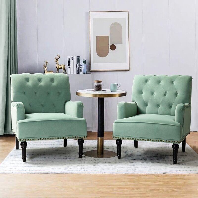 Wide Tufted Armchair (Set of 2) - Ouch Cart