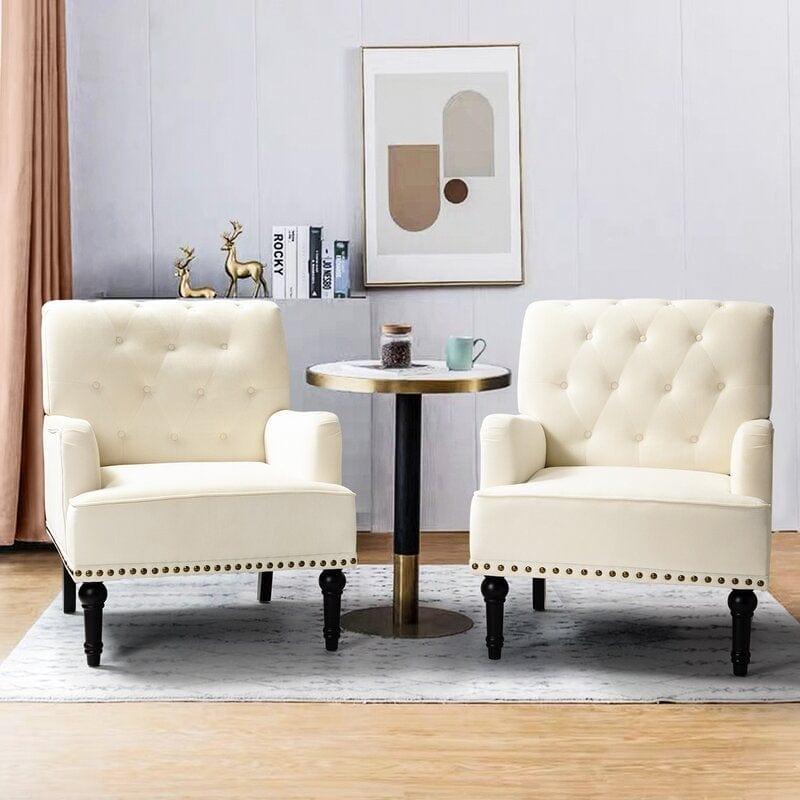 Wide Tufted Armchair (Set of 2) - Ouch Cart
