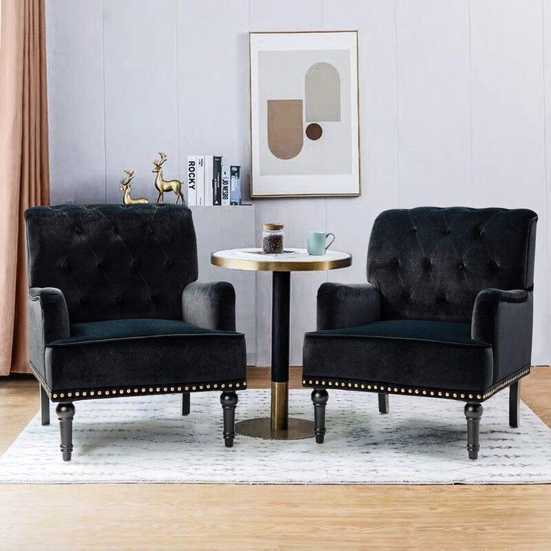 Wide Tufted Armchair (Set of 2) - Ouch Cart