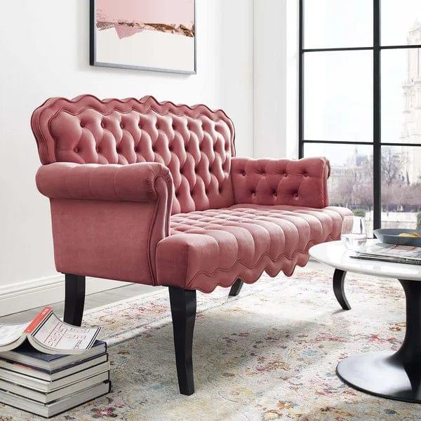 Mcarthur Velvet Rolled Arm Settee - Ouch Cart
