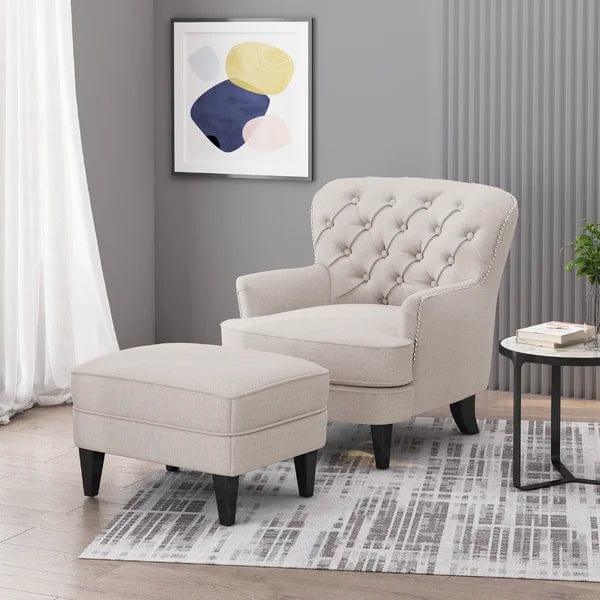 Michaelson Wide Tufted Armchair and Ottoman - Ouch Cart