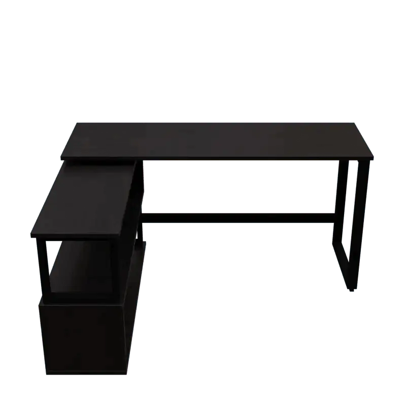 L Shaped Executive Desk with Storage Design in Brown Colour - Ouch Cart
