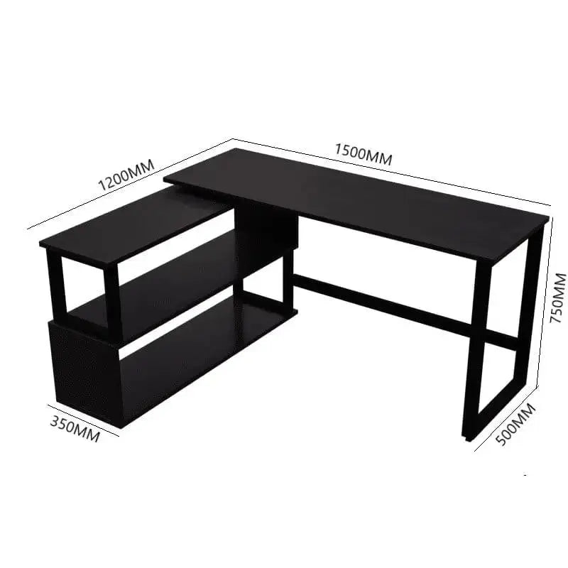 L Shaped Executive Desk with Storage Design in Brown Colour - Ouch Cart