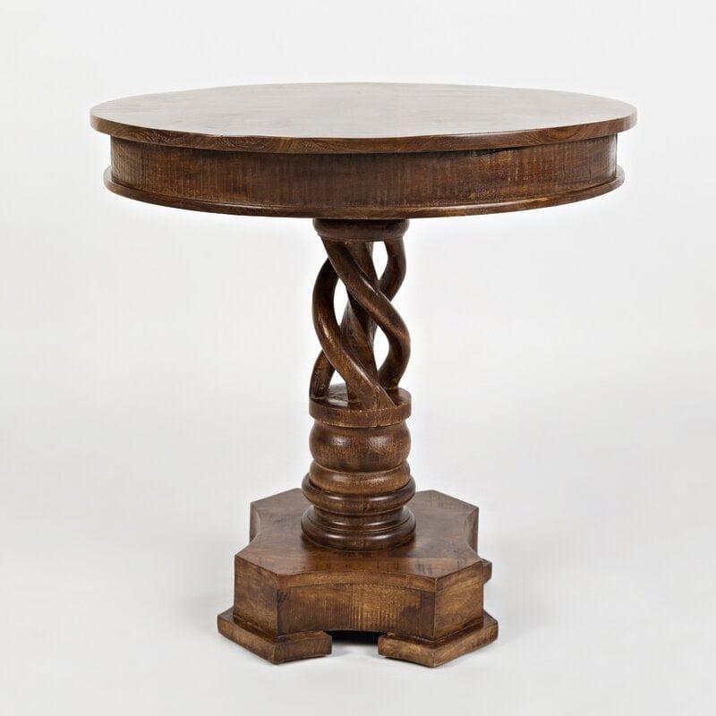 Tall Solid Wood Pedestal End Table - Ouch Cart