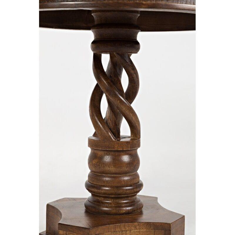 Tall Solid Wood Pedestal End Table - Ouch Cart