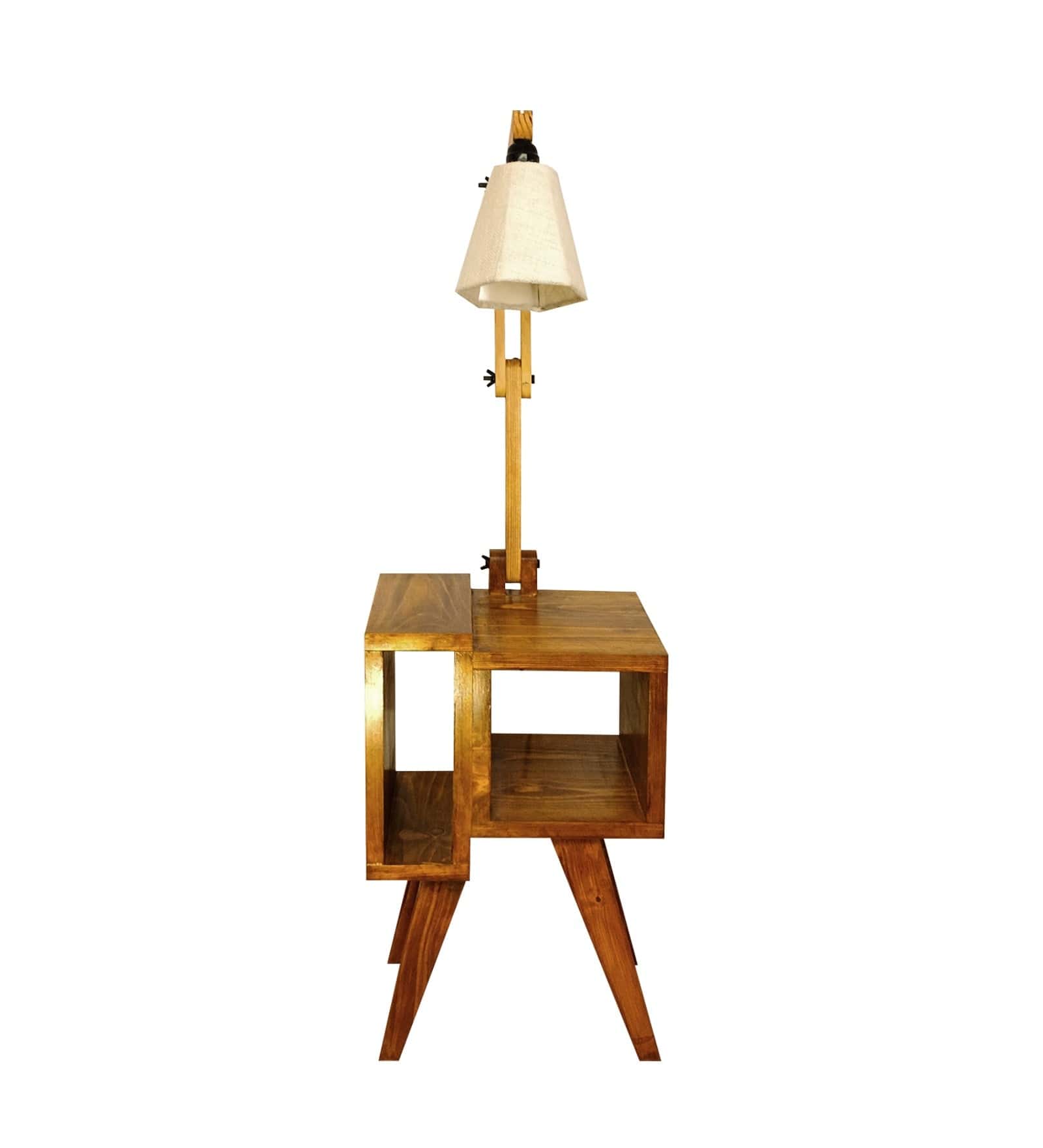 Noel Wooden Floor Lamp with Brown Base and Jute Fabric Lampshade (BULB NOT INCLUDED)