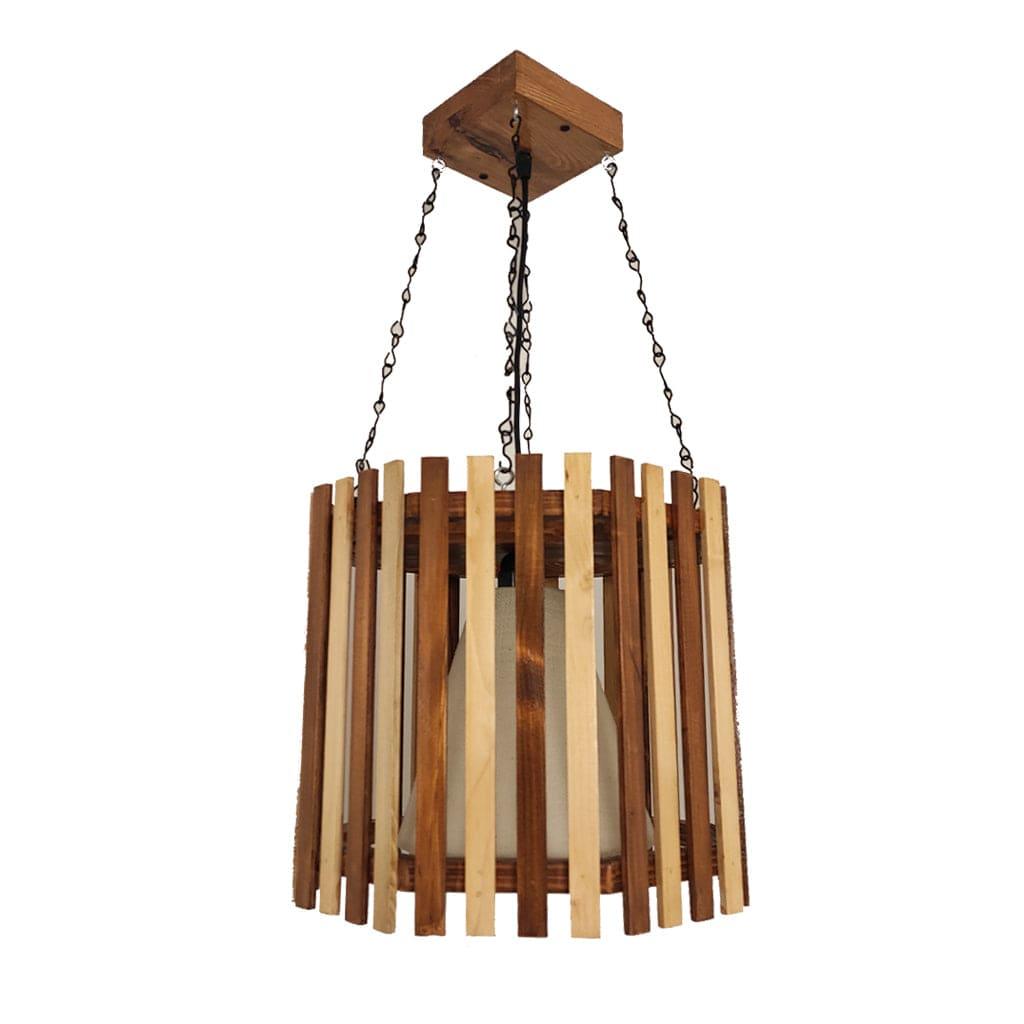 Octa Beige & Brown Wooden Single Hanging Lamp - Ouch Cart