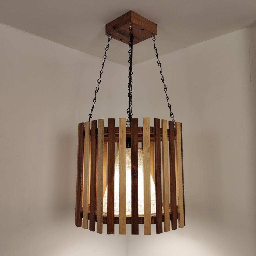Octa Beige & Brown Wooden Single Hanging Lamp - Ouch Cart