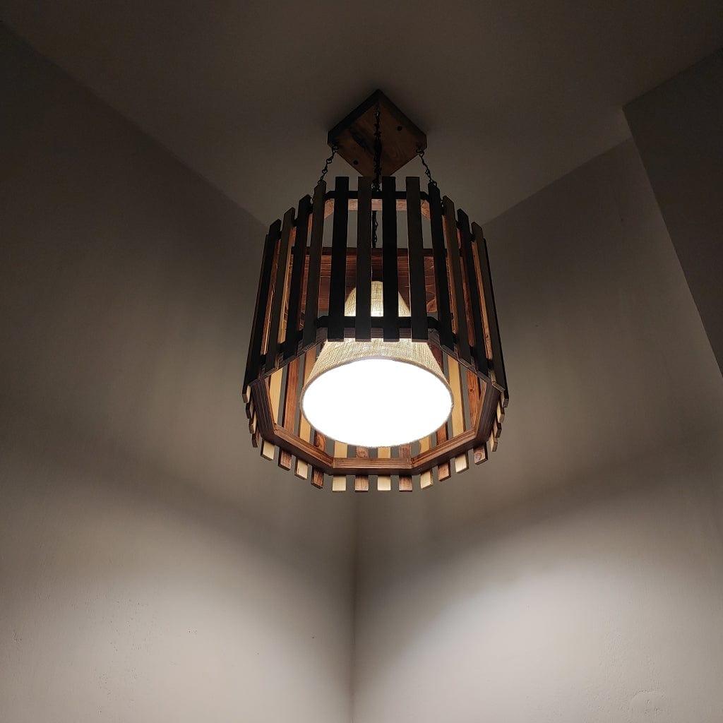 Octa Beige & Brown Wooden Single Hanging Lamp - Ouch Cart