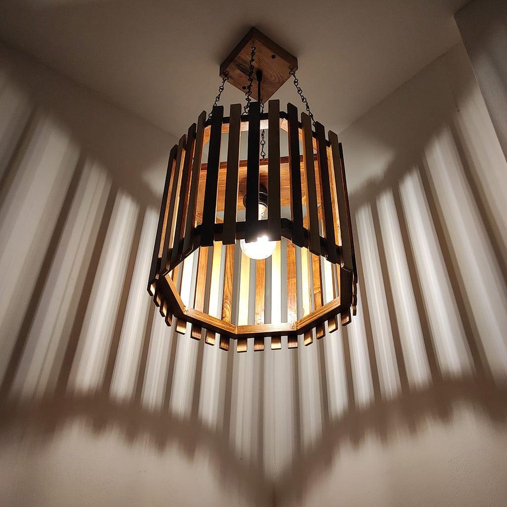 Octa Beige & Brown Wooden Single Hanging Lamp - Ouch Cart