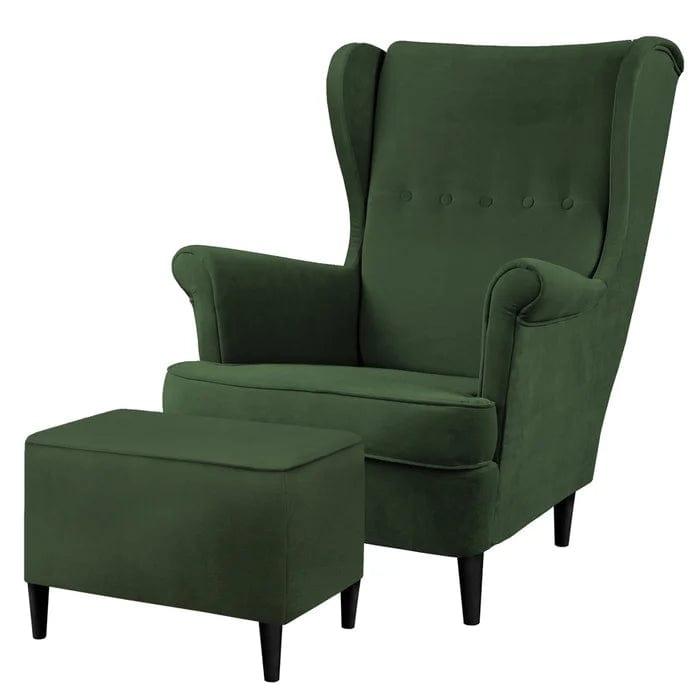 Mallmon wing chair with footstool - Ouch Cart