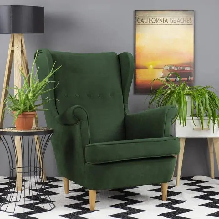 Mallmon wing chair with footstool - Ouch Cart