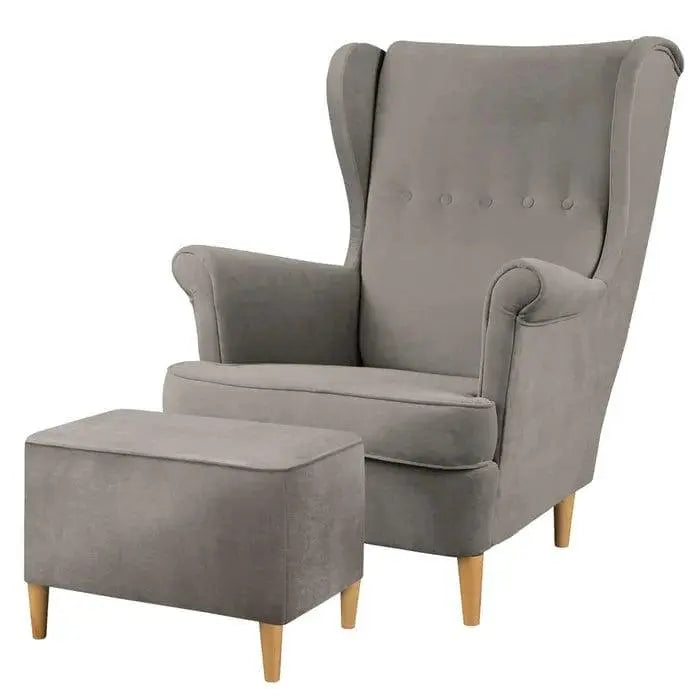 Mallmon wing chair with footstool - Ouch Cart