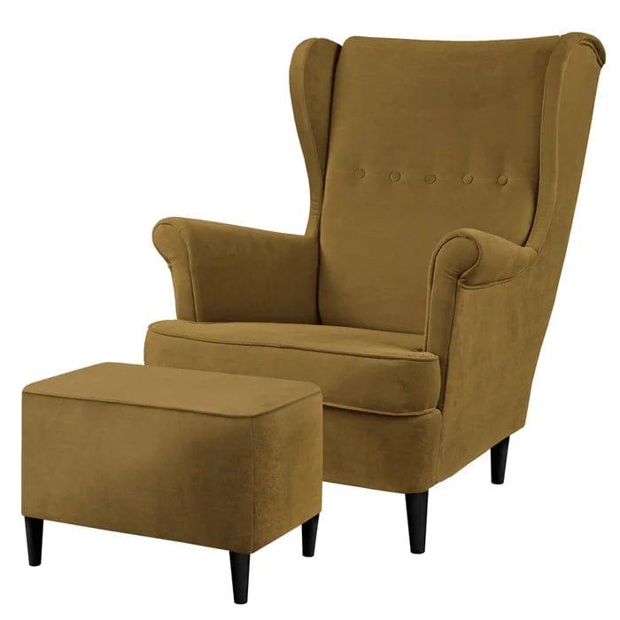 Mallmon wing chair with footstool - Ouch Cart