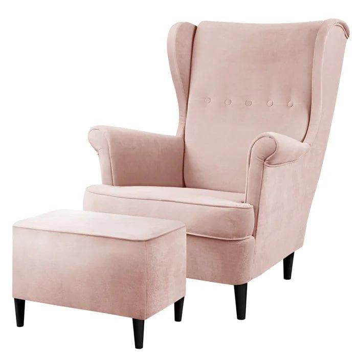 Mallmon wing chair with footstool - Ouch Cart
