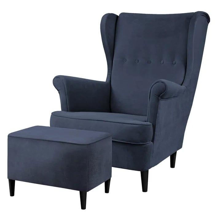 Mallmon wing chair with footstool - Ouch Cart