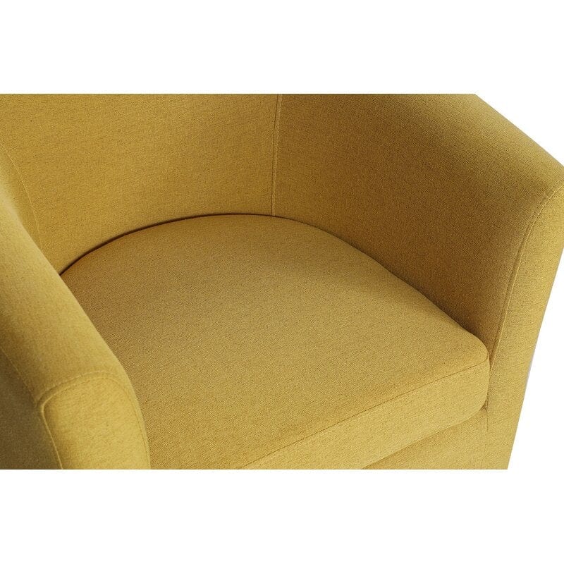 Wide Linen Armchair and Ottoman