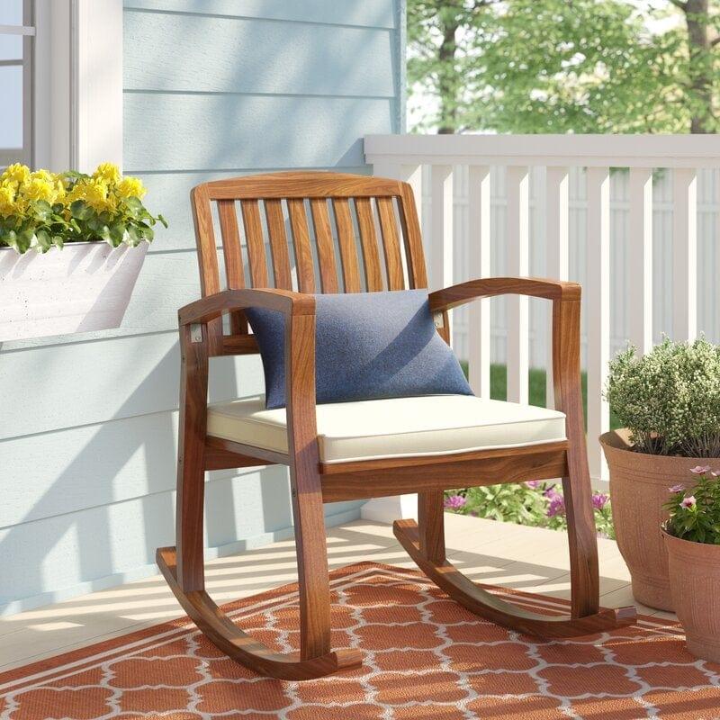 Rocking Chair- Outdoor Broadfoot Rocking Solid Wood Chair with Cushions - Ouch Cart