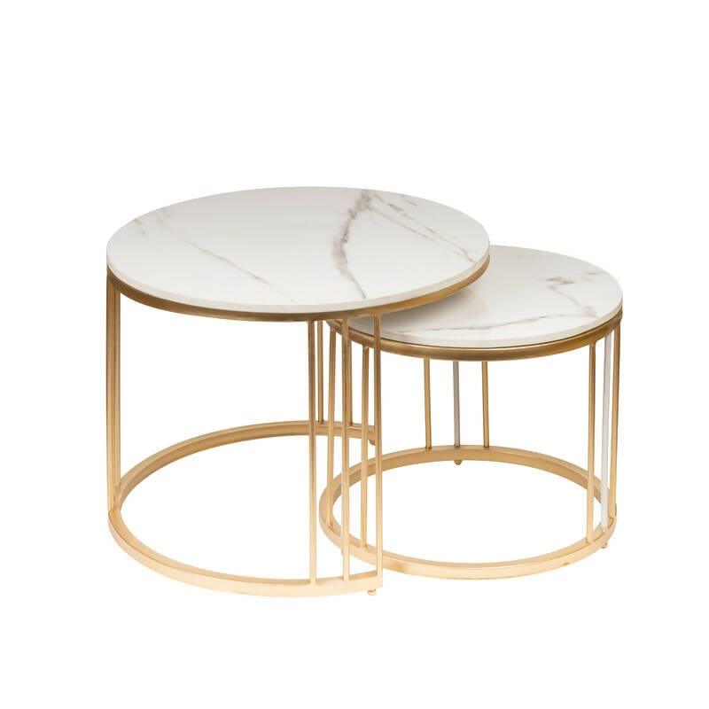 Golden And White Marble Table - Ouch Cart