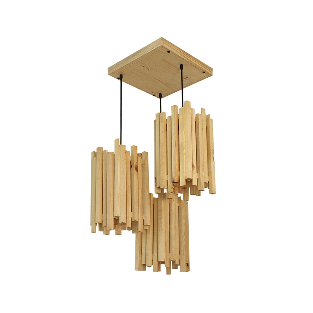 Palisade Beige Wooden Cluster Hanging Lamp (BULB NOT INCLUDED)